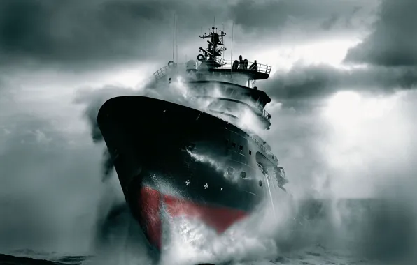 Волна, Шторм, Судно, Нос, Бак, Буксир, Bourbon, Tug
