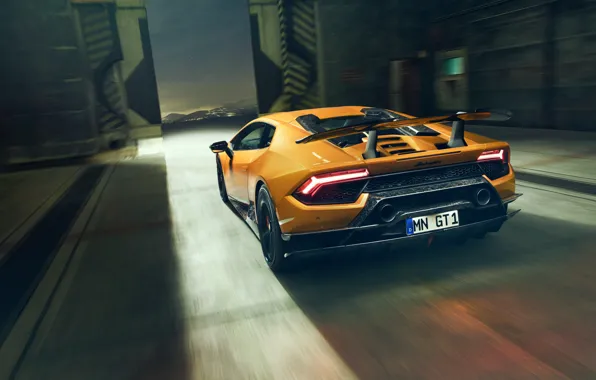 Скорость, Lamborghini, вид сзади, 2018, Performante, Novitec, Huracan