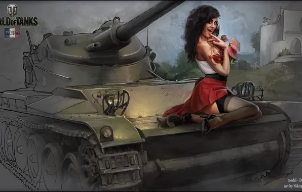 Картинка девушка, танк, girl, танки, WoT, Мир танков, tank, World of Tanks