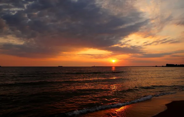 Sea, ocean, sunset, water