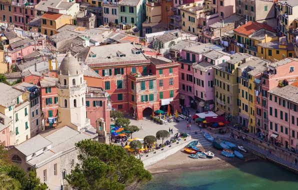 Море, дома, Италия, Вернацца, Чинкве-Терре, Parco Nazionale delle Cinque Terre