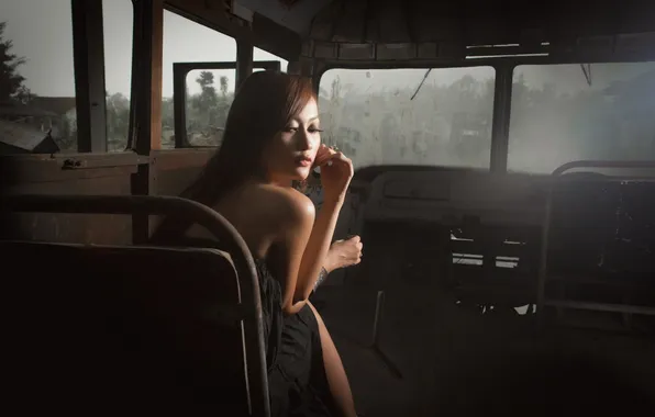 Машина, взгляд, девушка, настроение