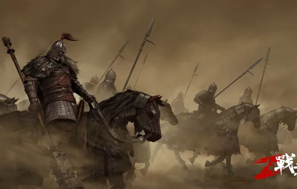 Война, доспехи, воины, всадники, копья, Conqueror`s Blade