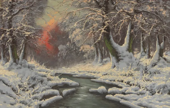 Зимний лес, Laszlo Neogrady, Hungarian painter, Ласло Неогради, венгерский живописец, Winter Forest