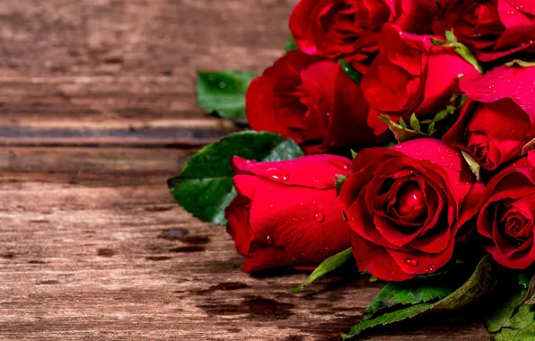 Картинка цветы, розы, букет, красные, red, love, wood, flowers