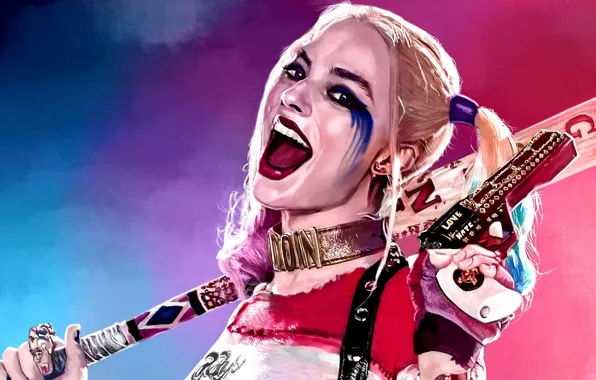 Картинка взгляд, девушка, арт, Harley Quinn