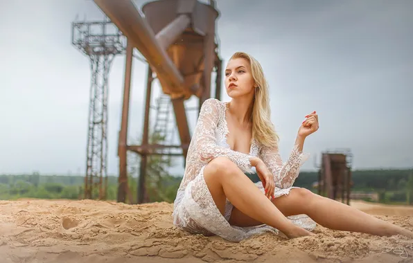 Ноги, блондинка, сидит, Кристина, Сергей Рехов
