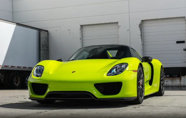 Картинка green, porsche, 918, hybrid, spyder