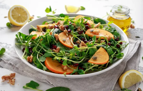 Картинка орехи, салат, руккола