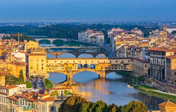 Мост, city, город, Италия, Флоренция, Italy, bridge, panorama