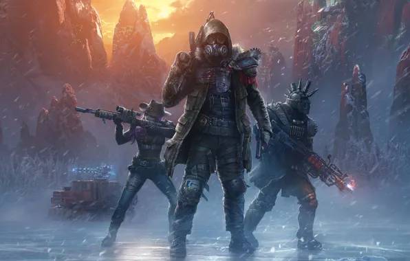 Горы, природа, ветер, солдаты, Wasteland 3