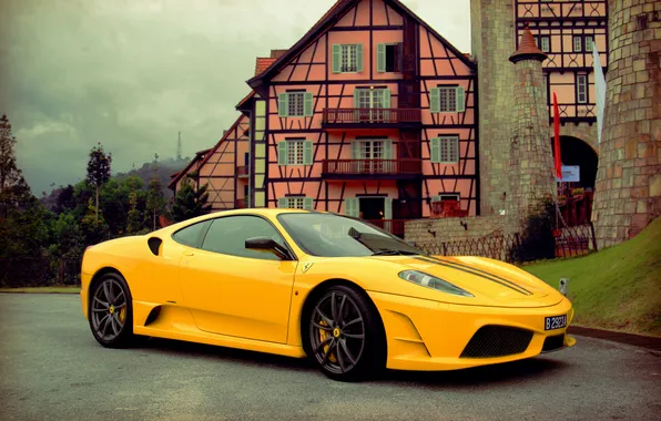 Ferrari, f430, yellow, scuderia