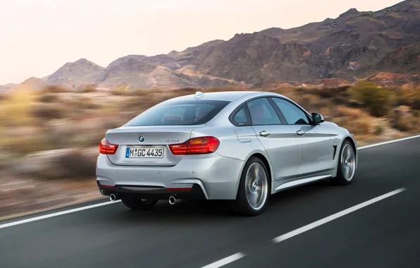 Дорога, горы, скорость, серебристый, BMW, шоссе, БМВ, Gran Coupe