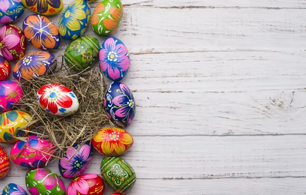 Весна, colorful, Пасха, wood, spring, Easter, eggs, decoration