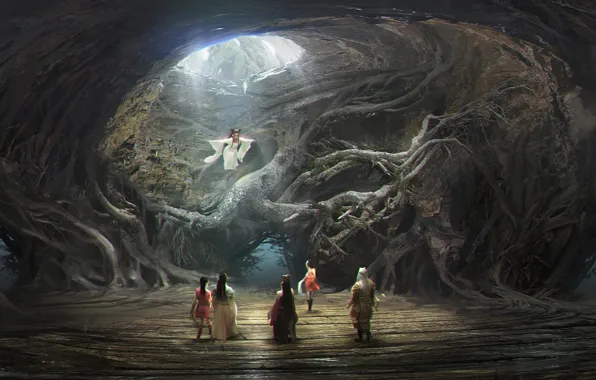 Корни, люди, пещера, Love O2O Hollow concept