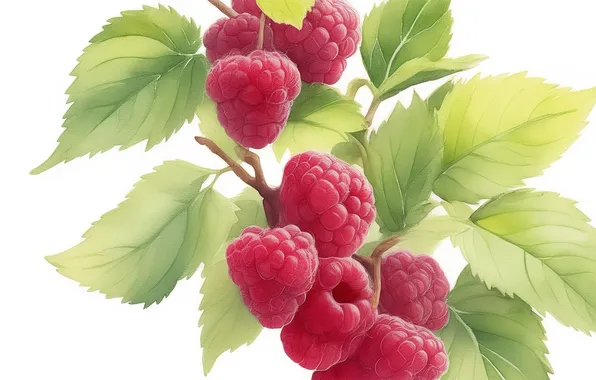 Красный, зеленый, малина, green, рисунок, еда, berry, ягода