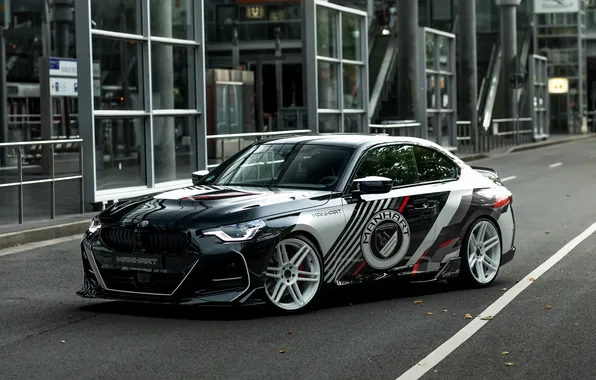 BMW, Front, Black, White, Side, Manhart, BMW M2, 2024