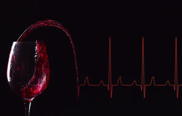 Картинка wine, lines, glass of wine, electrocardiogram