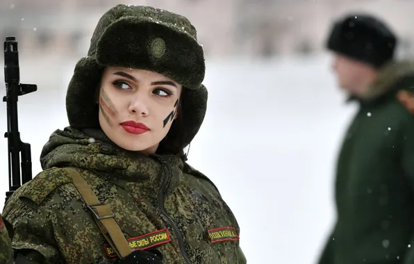 Girl, soldier, military uniform