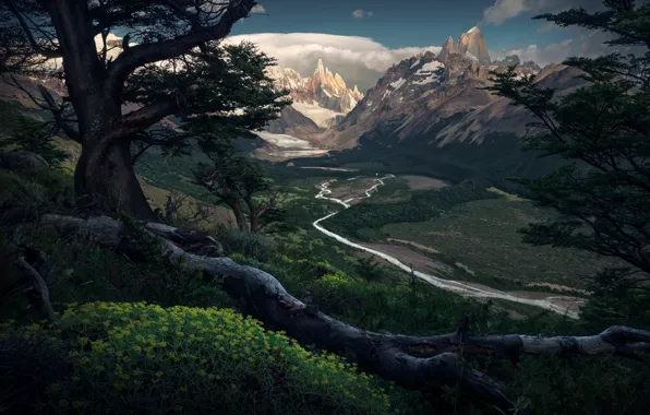 Картинка горы, долина, Чили, Анды, Патагония