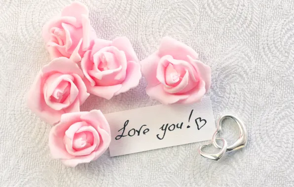 Картинка сердечки, I love you, pink, romantic, hearts, gift, roses, розовые розы