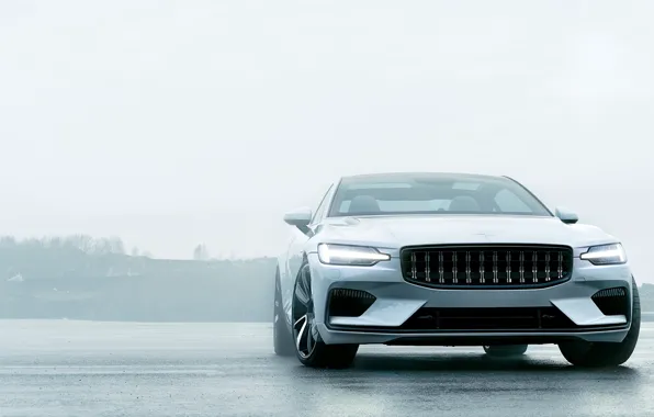 Машина, авто, Volvo, Вольво, белая, Hybrid, гибрид, Volvo Polestar 1