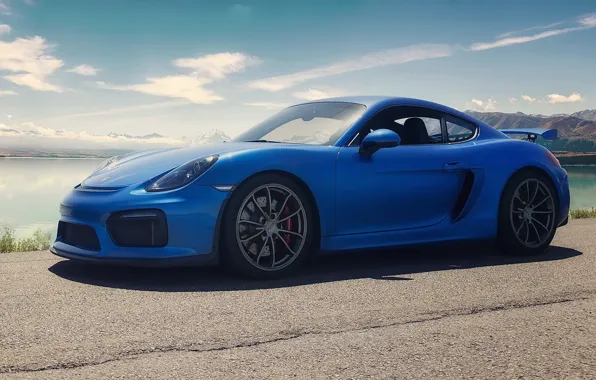 Картинка porsche, blue, cayman, gt4