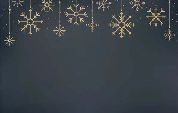 Зима, снежинки, фон, золото, Новый Год, Рождество, golden, gold