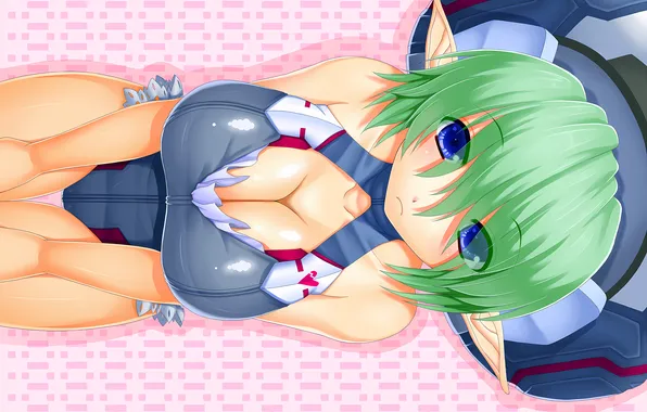 Girl, sexy, cleavage, boobs, anime, blue eyes, beautiful, short hair
