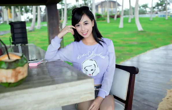 Beautiful, Asian, Model, Smile, pretty, Woman, Resort