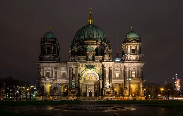 Ночь, Германия, Берлин, Berlin Dom