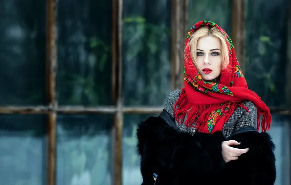 Взгляд, Шуба, Катерина, платок Блондинка