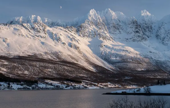 Картинка зима, горы, Норвегия, Norway, Troms Fylke, Lakselvbukt