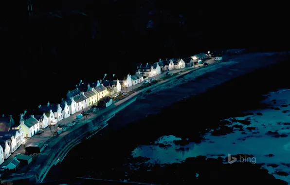 Картинка ночь, берег, Шотландия, коттедж, Pennan, Абердиншир