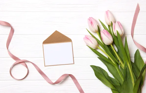Цветы, тюльпаны, pink, flowers, tulips, with love, card