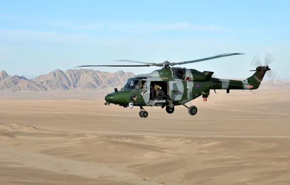 Картинка песок, горы, вертолет, многоцелевой, British Army, Westland, Lynx, Air Corps