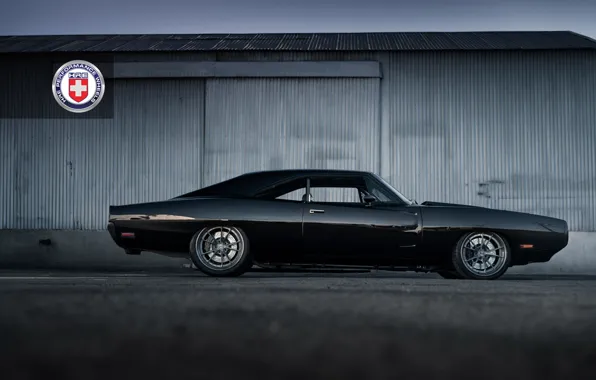 Картинка 1971, Dodge, Black, Charger, with, HRE, Brushed, Tantrum