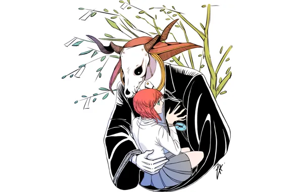 Романтика, аниме, пара, Mahou Tsukai no Yome, The Ancient Magus' Bride, Elias Ainsworth, Hatori Chise