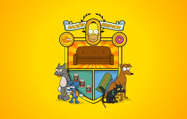 Симпсоны, Рисунок, Диван, Лого, Гомер, Simpsons, Барт, Герб