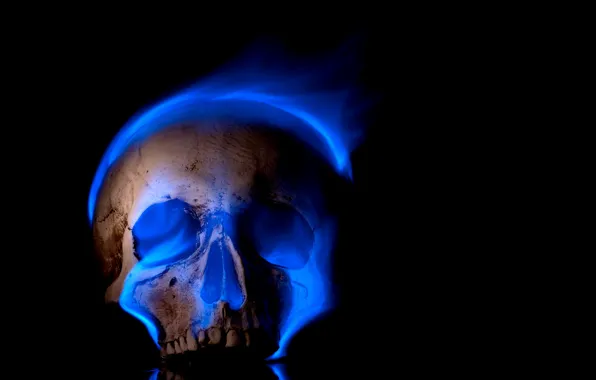 Картинка фон, пламя, череп, skull