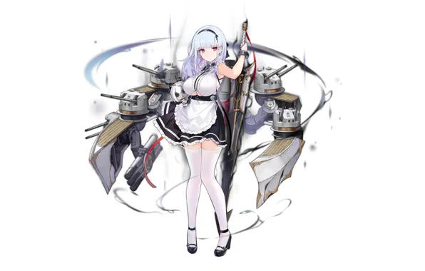 Girl, sexy, cleavage, thighhighs, long hair, dress, boobs, anime