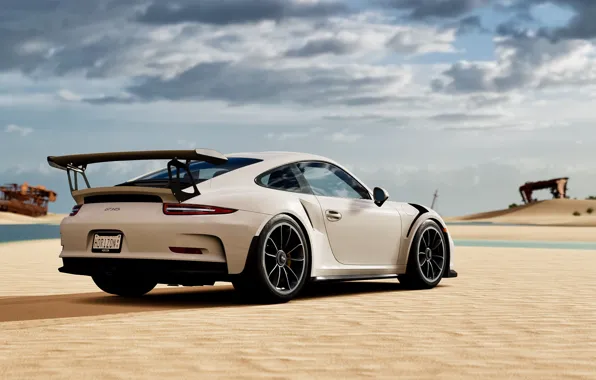 Песок, белый, спорткар, Porsche 911 GT3 RS