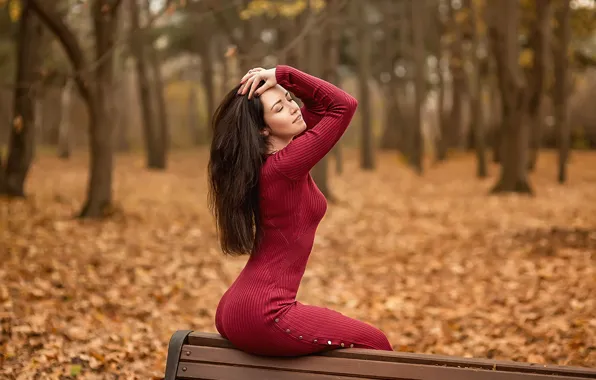 Fashion, style, model, brunette, red dress, Георгий Дьяков