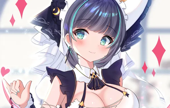 Girl, sexy, cleavage, dress, boobs, anime, beautiful, short hair