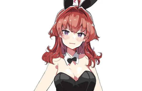 Girl, sexy, cleavage, red hair, long hair, boobs, anime, beautiful