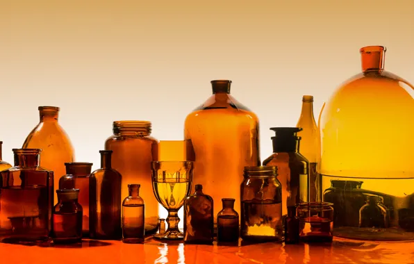 Bottles, shapes, transparent, sizes