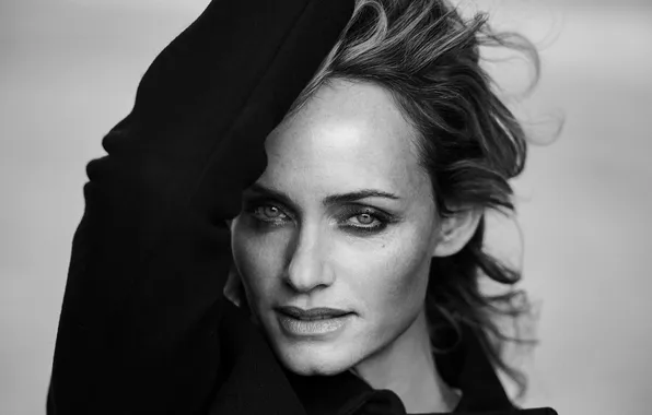 Взгляд, модель, актриса, черно белая, Amber Valletta, Эмбер Валлетта