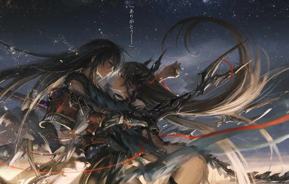 Девушка, аниме, фэнтези, парень, Pixiv Fantasia