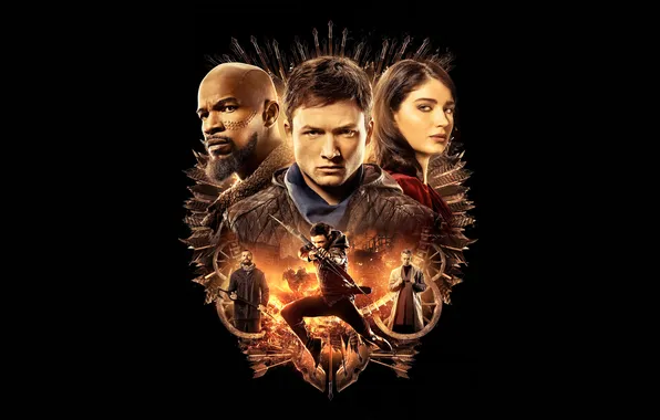 Черный фон, приключения, постер, Robin Hood, лучник, Jamie Foxx, Джейми Фокс, Jamie Dornan