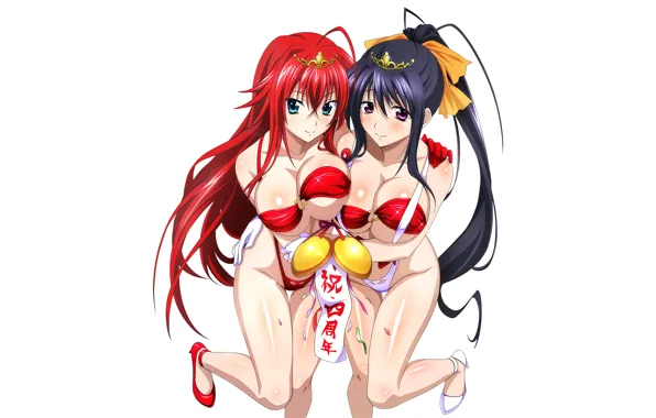 Sexy, cleavage, red hair, long hair, legs, girls, boobs, anime